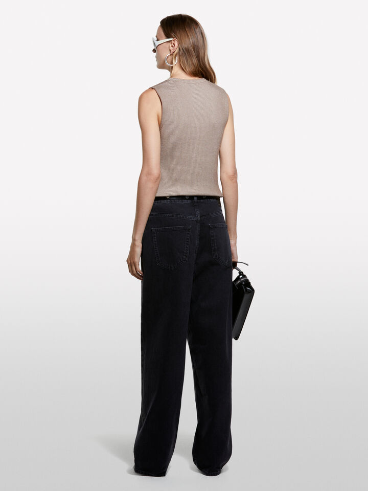 Beige knit vest - women's crew neck sweaters - Beige | Sisley image number 2